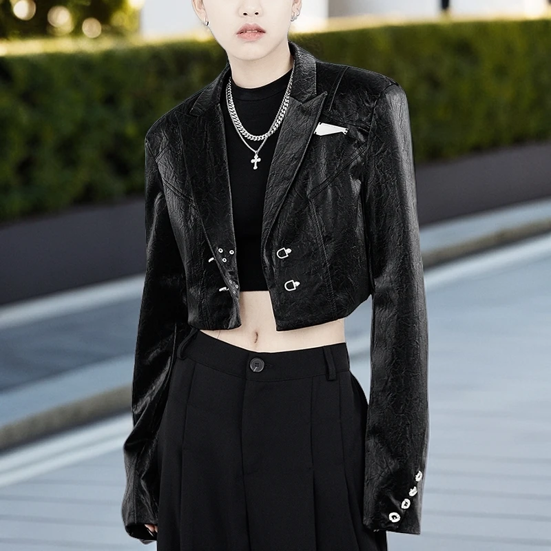 2025流行春秋新款复古港味气质黑色皮衣外套女翻领机车短款pu夹克