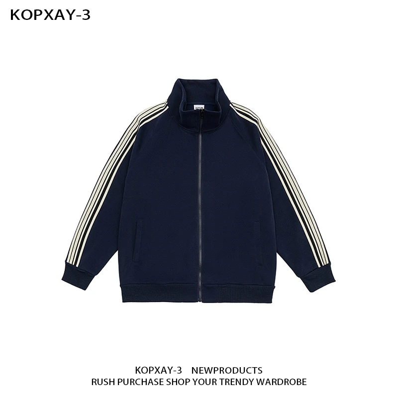 秋季宽松立领拉链开衫潮牌重磅纯色卫衣夹克情侣外套男女款