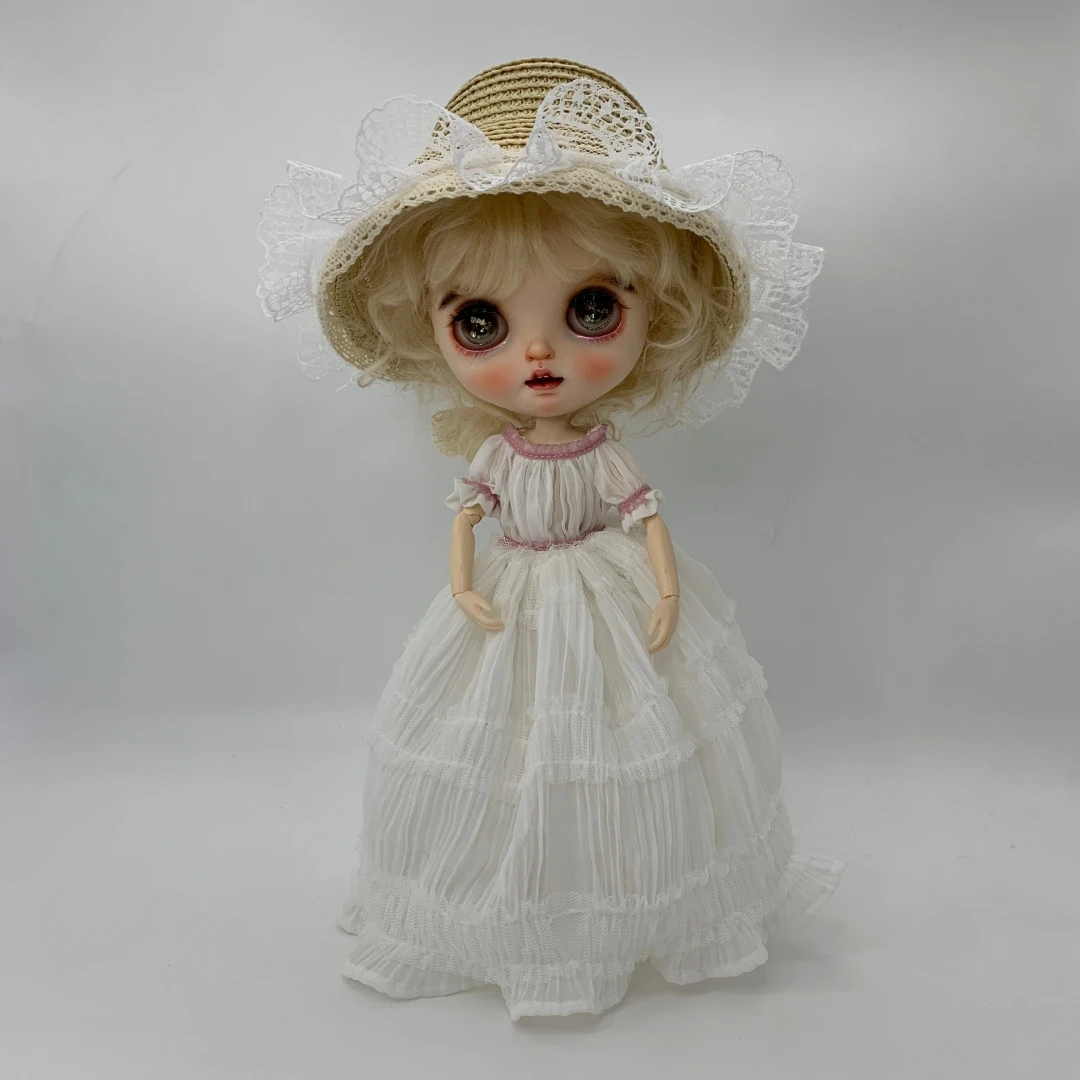 白玫瑰|小布娃娃衣服ob24娃衣可换装草帽通用原创设计手工定制