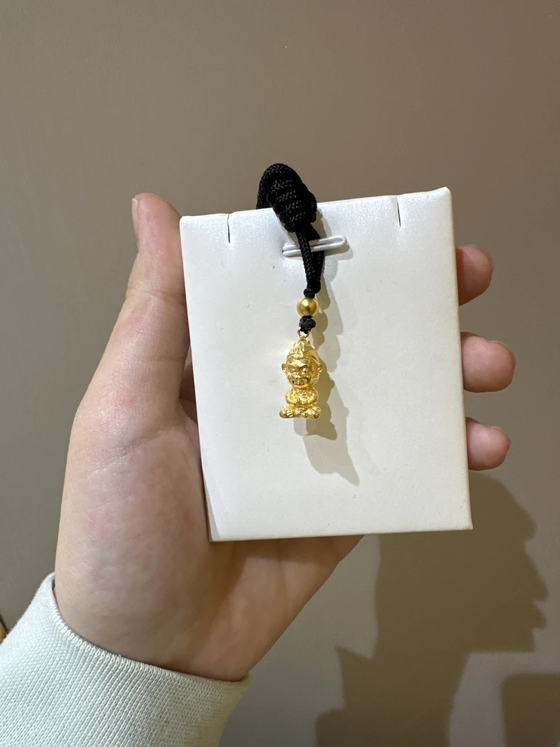 足金古法孙悟空吊坠