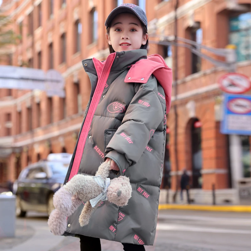 巴拉巴拉儿童羽绒服女童中长款童装韩版大童加厚保暖外套中大童