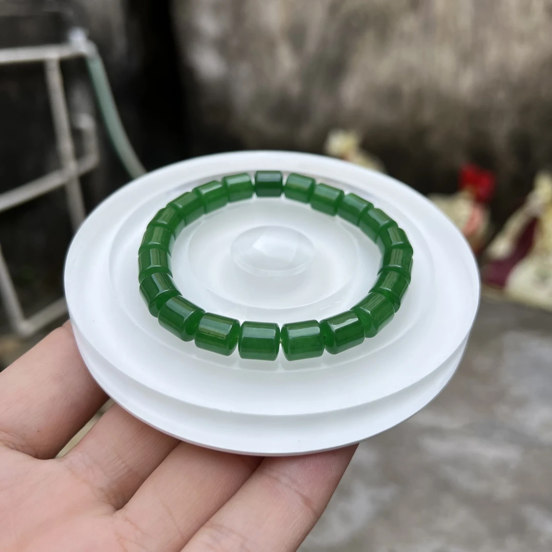 A624 辣绿路路通卡8mm手串国风