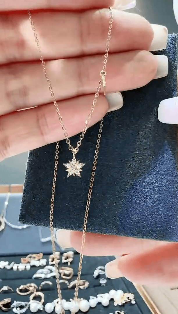 【闪购商品】钻石星星锁骨链18K金镶嵌K黄