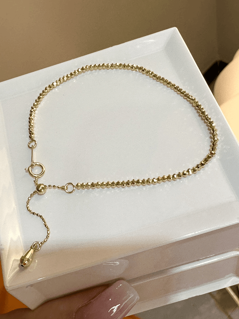 18K金女生时尚轻奢百搭简约可调节素款 闪闪惹人爱手链