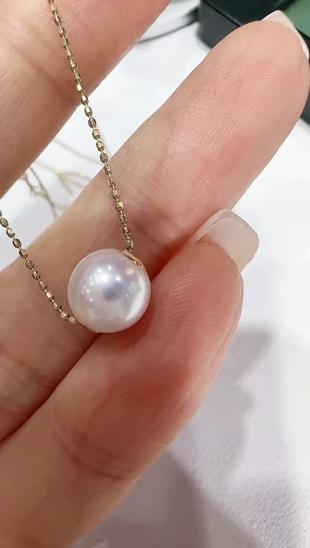 【闪购商品】淡水珍珠单珍珠吊坠18K金镶嵌不含链子