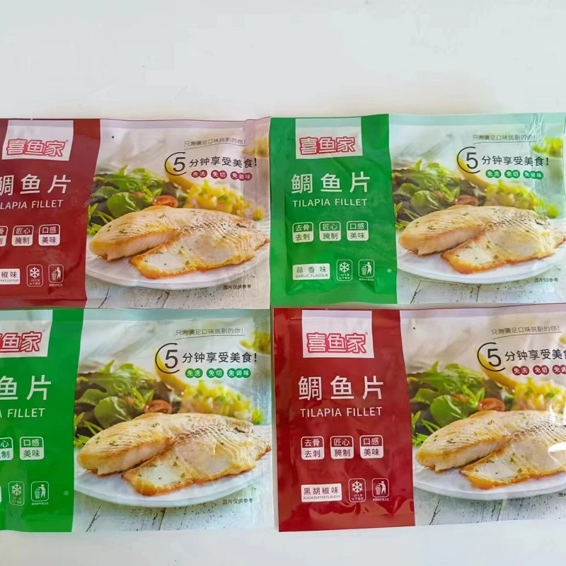 喜鱼家鲷鱼片无骨无刺罗非鱼蒜香黑胡椒鲷鱼片包装煎炒烧烤顺丰