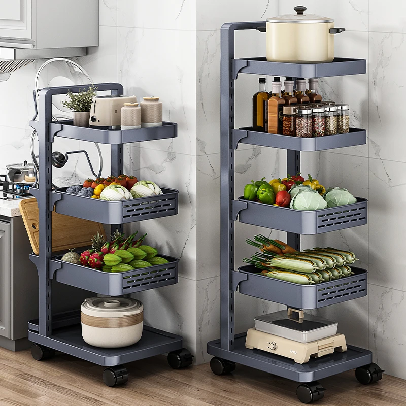 厨房置物架落地多层锅具小推车移动多功能夹缝菜篮子蔬菜收纳架子