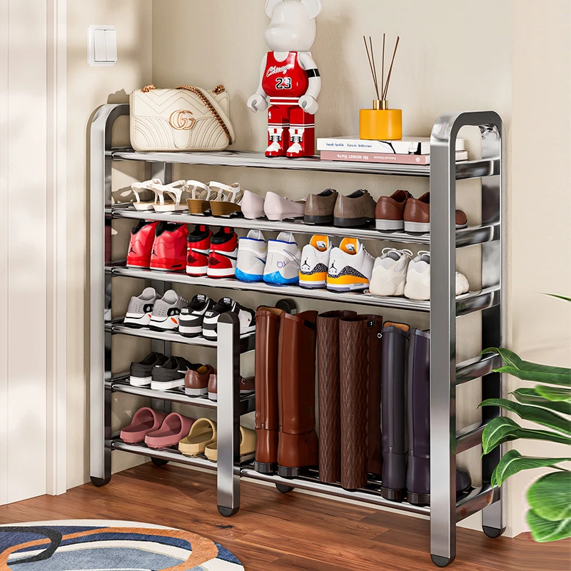 优勤鞋架子简易门口不锈钢宿舍家用窄小鞋柜2024出租房多层收纳架