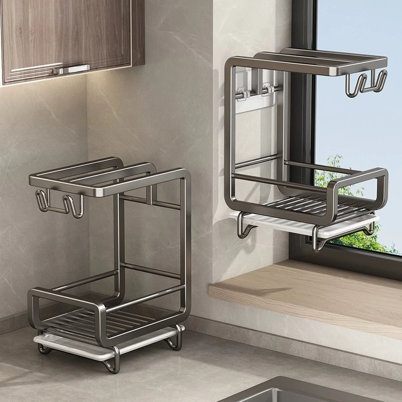 厨房置物架抹布架水槽沥水架免打孔壁挂海绵钢丝球洗碗毛巾收纳架