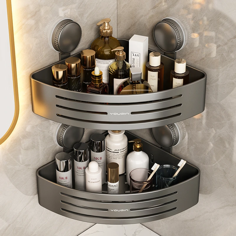 优勤卫生间三角篮置物架墙角浴室置物架免打孔厕所吸盘壁挂架子