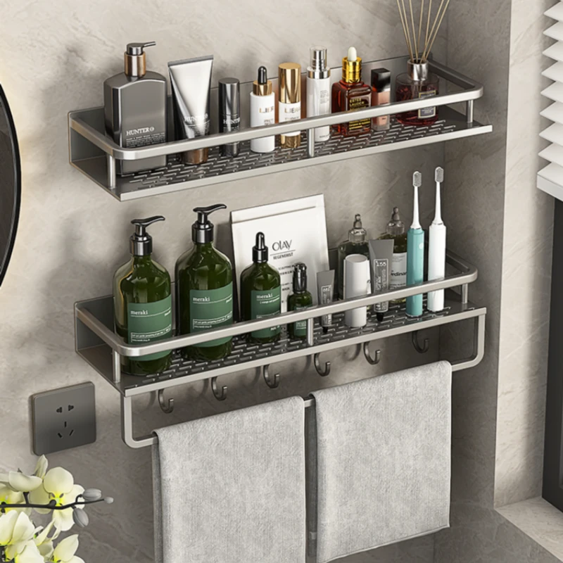 卫生间置物架浴室壁挂免打孔厕所洗漱台洗手洗澡间沐浴露收纳架子