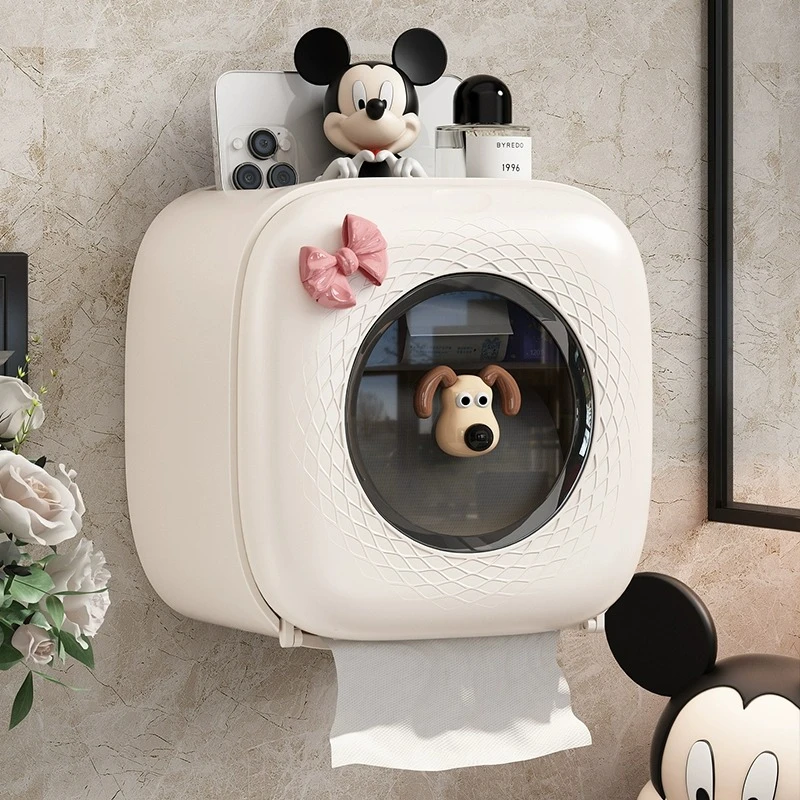 卫生间纸巾盒壁挂式洗脸巾抽纸盒子厕所多功能卷纸筒高颜值奶油风