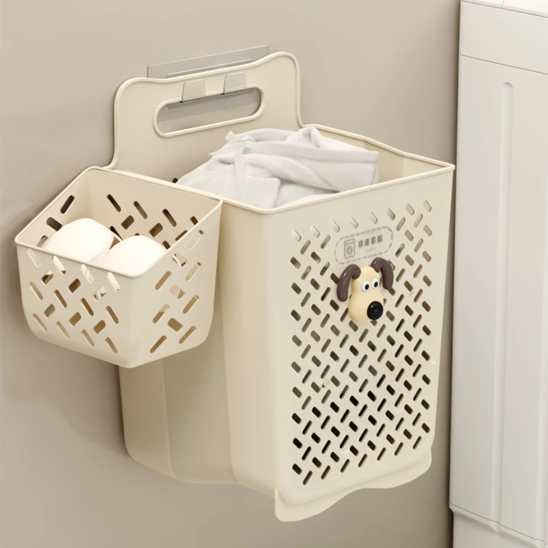 优勤奶油风脏衣篓家用卫生间可折叠放脏衣服收纳筐浴室壁挂收纳篮