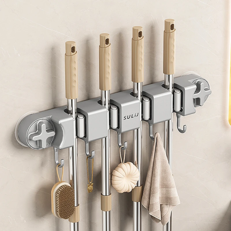 吸盘拖把壁挂夹挂扫把拖布挂钩免打孔拖把夹架卫生间收纳厨房神器