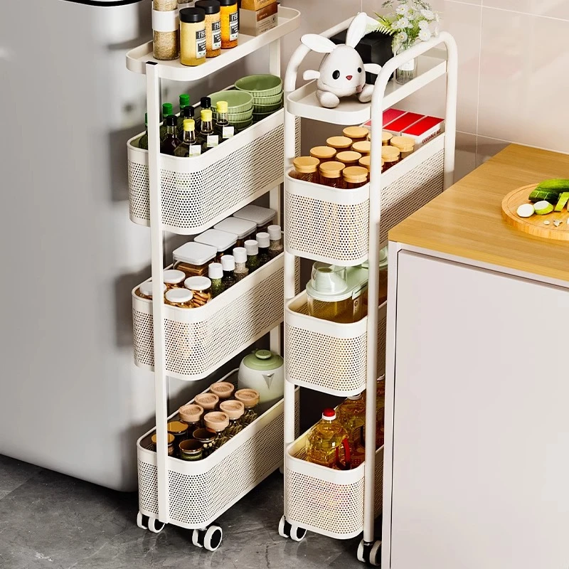 厨房置物架落地窄柜缝隙家用卫生间浴室侧夹缝小推车调料收纳架子