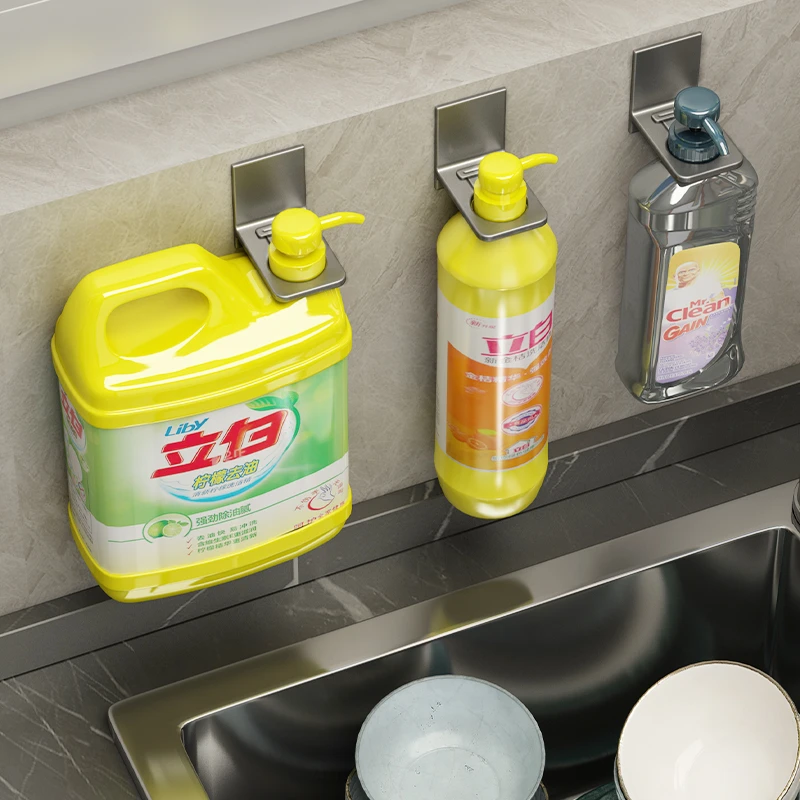 枪灰厨房置物架洗洁精挂架免打孔壁挂式水槽放洗手液支架收纳神器