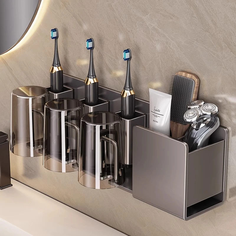 优勤牙刷置物架免打孔卫生间刷牙杯漱口杯收纳壁挂式电动牙刷挂架