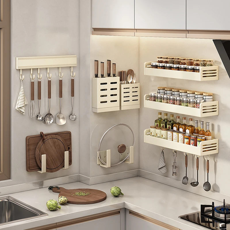 优勤厨房置物架免打孔壁挂调味料架刀架用品家用大全多功能收纳架