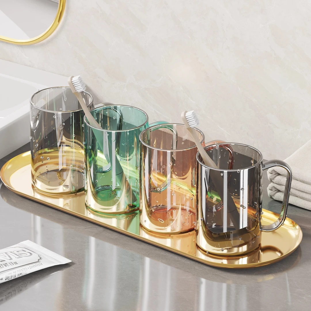 优勤洗漱杯家用儿童刷牙漱口杯一家三口刷牙杯子高级感轻奢牙具杯