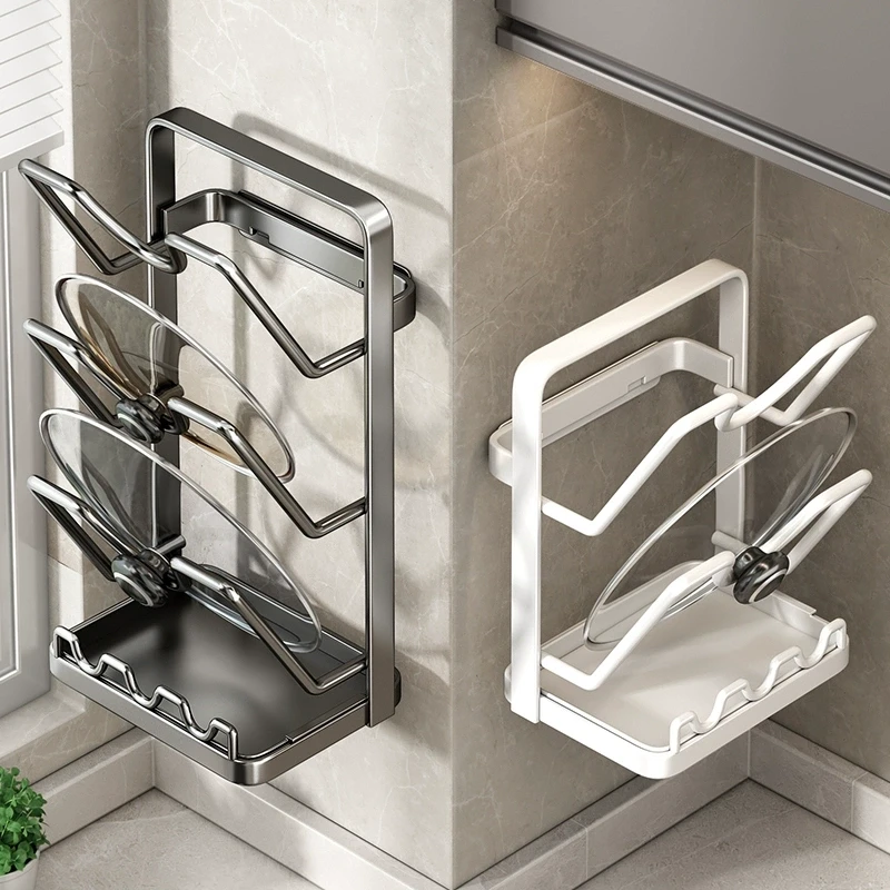 优勤锅盖架免打孔厨房置物架多功能放置器壁挂式砧板菜板收纳架子