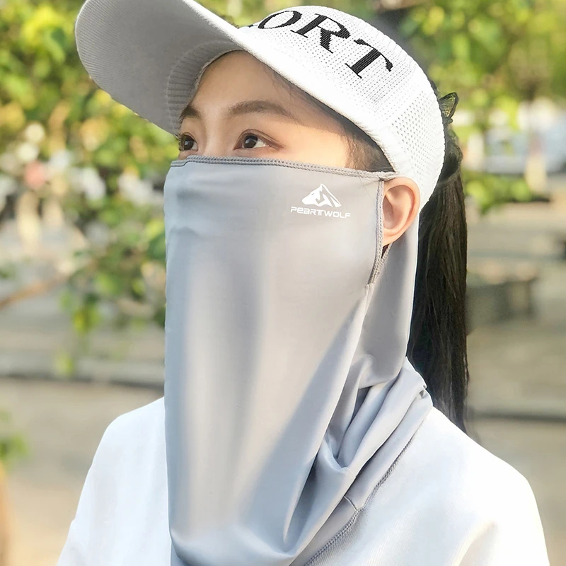 夏季户外骑行冰丝冷感挂耳头巾女护颈遮阳防紫外线防晒运动面罩