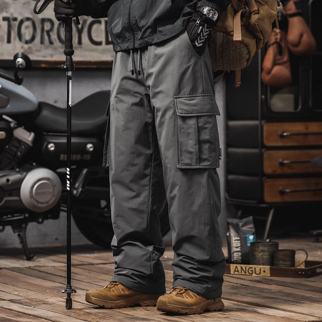 90白鸭绒羽绒裤男冬季美式宽松外穿棉裤男士加绒加厚工装冲锋裤子