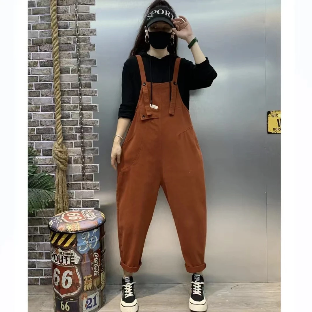 【昊雅】2024春季新款时尚减龄背带裤柔软宽松遮肉显瘦连体裤女潮