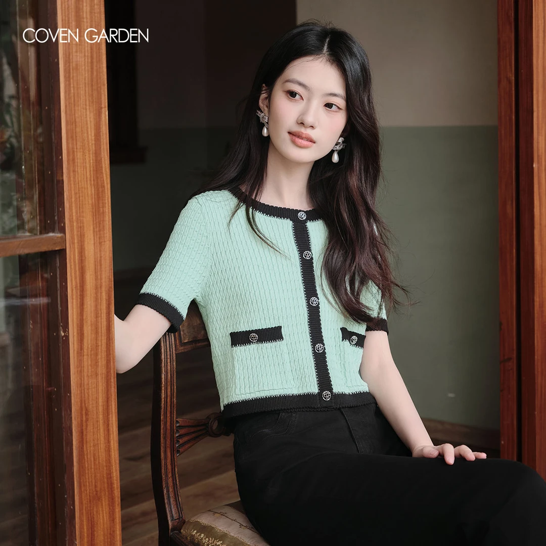 哥文花园 小香风简约短款针织衫 CTC2041378 COVEN GARDEN