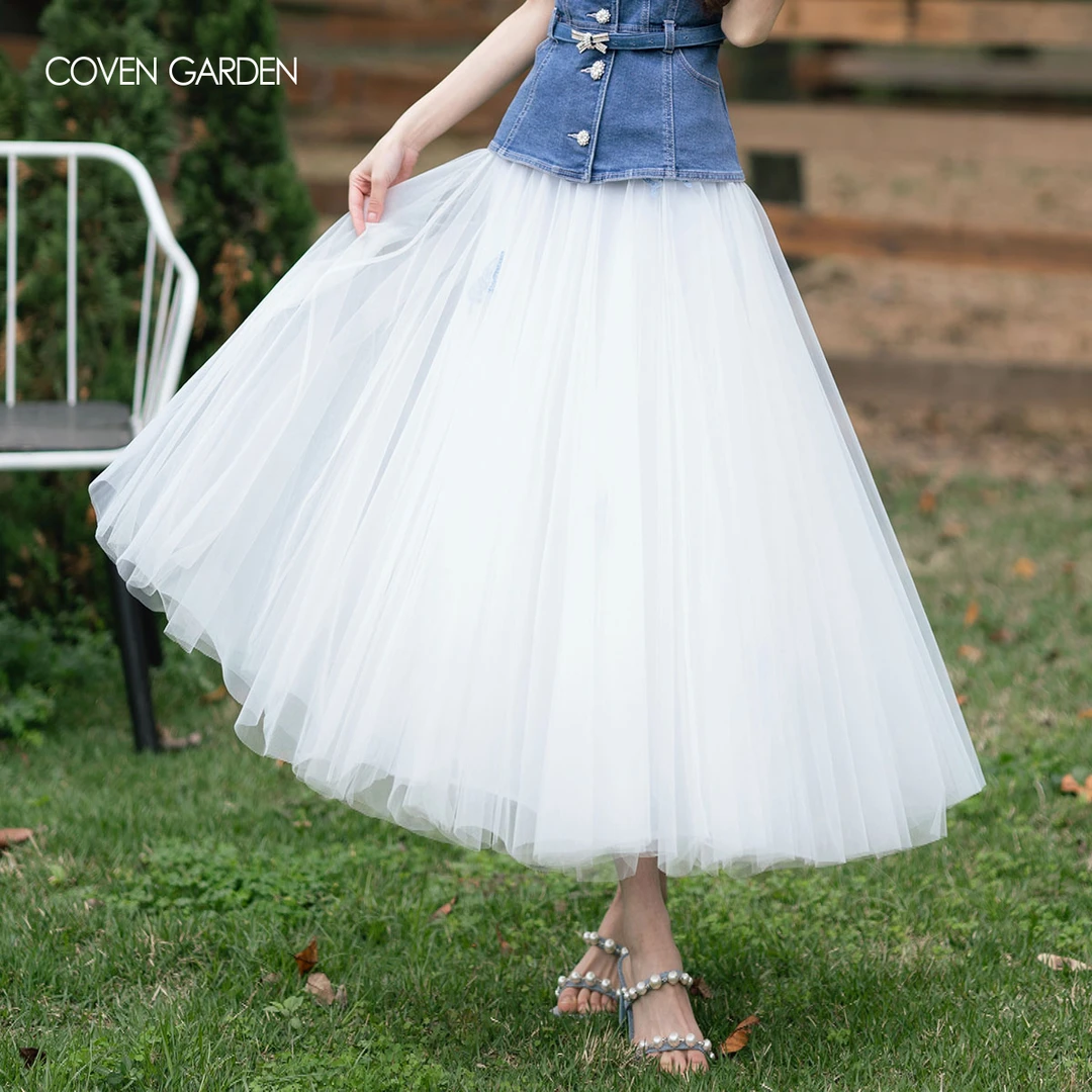 哥文花园 蝴蝶刺绣a字网纱半裙 CLA2072310 COVEN GARDEN