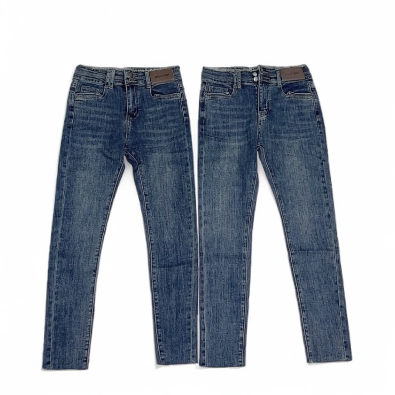 广州唐乐乐-秋季时尚新款显瘦时尚高腰女士修身牛仔裤复古蓝1221