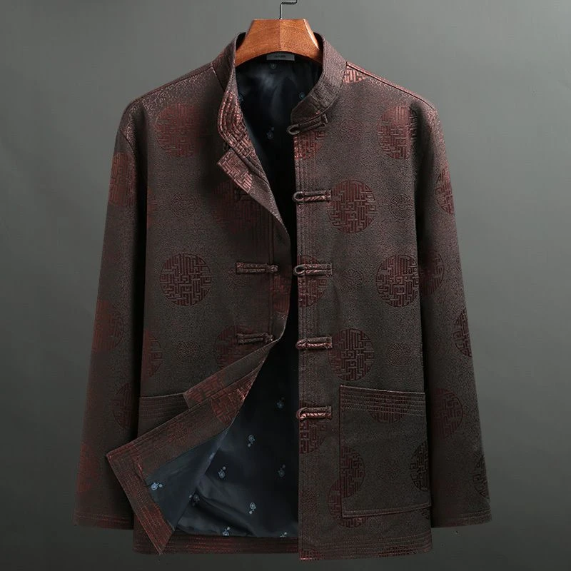 中国风唐装男中老年春秋复古外套爷爷生日过寿老人衣服爸爸装夹克