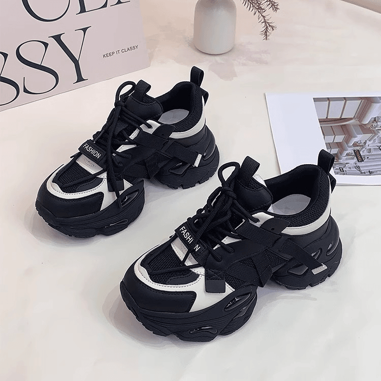 欧货时尚老爹鞋女ins风2023秋新款增高小个子松糕厚底运动休闲鞋