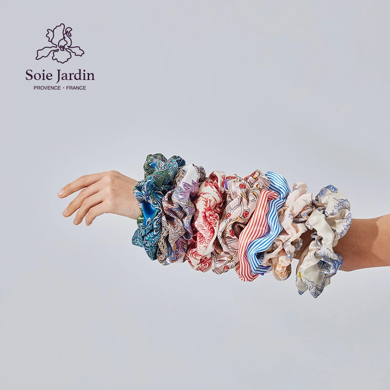 soie jardin7#真丝印花立体直径15cm超大号发圈手腕装饰造型配饰