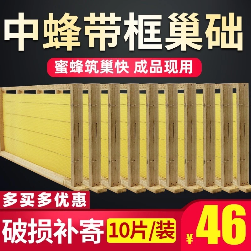 中蜂巢础巢框成品蜂巢全套带框巢基蜂箱专用蜂具养蜂工具蜜蜂巢脾