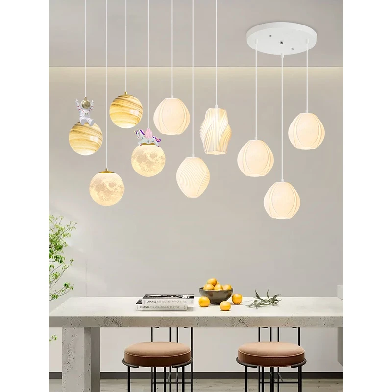 服装店创意艺术小吊灯房间床头奶油风月球客厅三头背景墙吧台灯