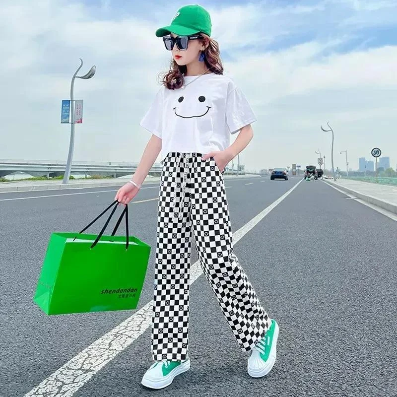 夏季女童冰丝阔腿裤