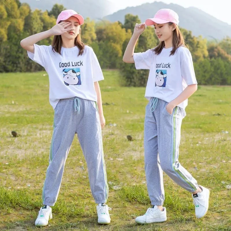 女童套装潮款新款洋气女中童小清新12岁女夏季清凉休闲运动两件套