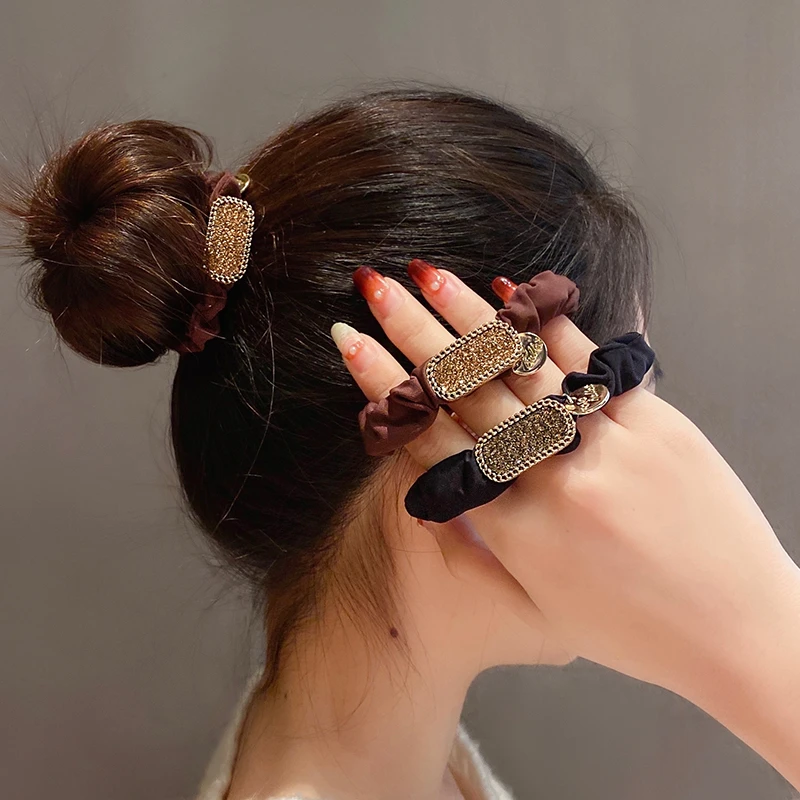 高级感气质韩版头绳水钻丸子头大肠发圈扎马尾皮筋女简约头饰发绳