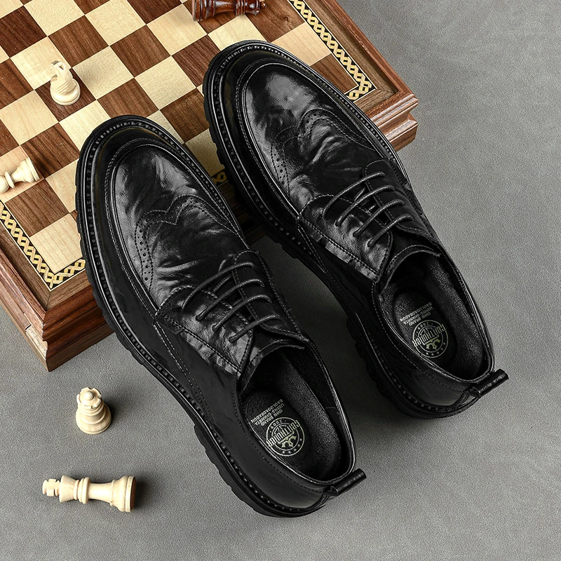 8611春夏新款皮鞋男布洛克英伦风男士休闲商务正装系带潮流结婚鞋