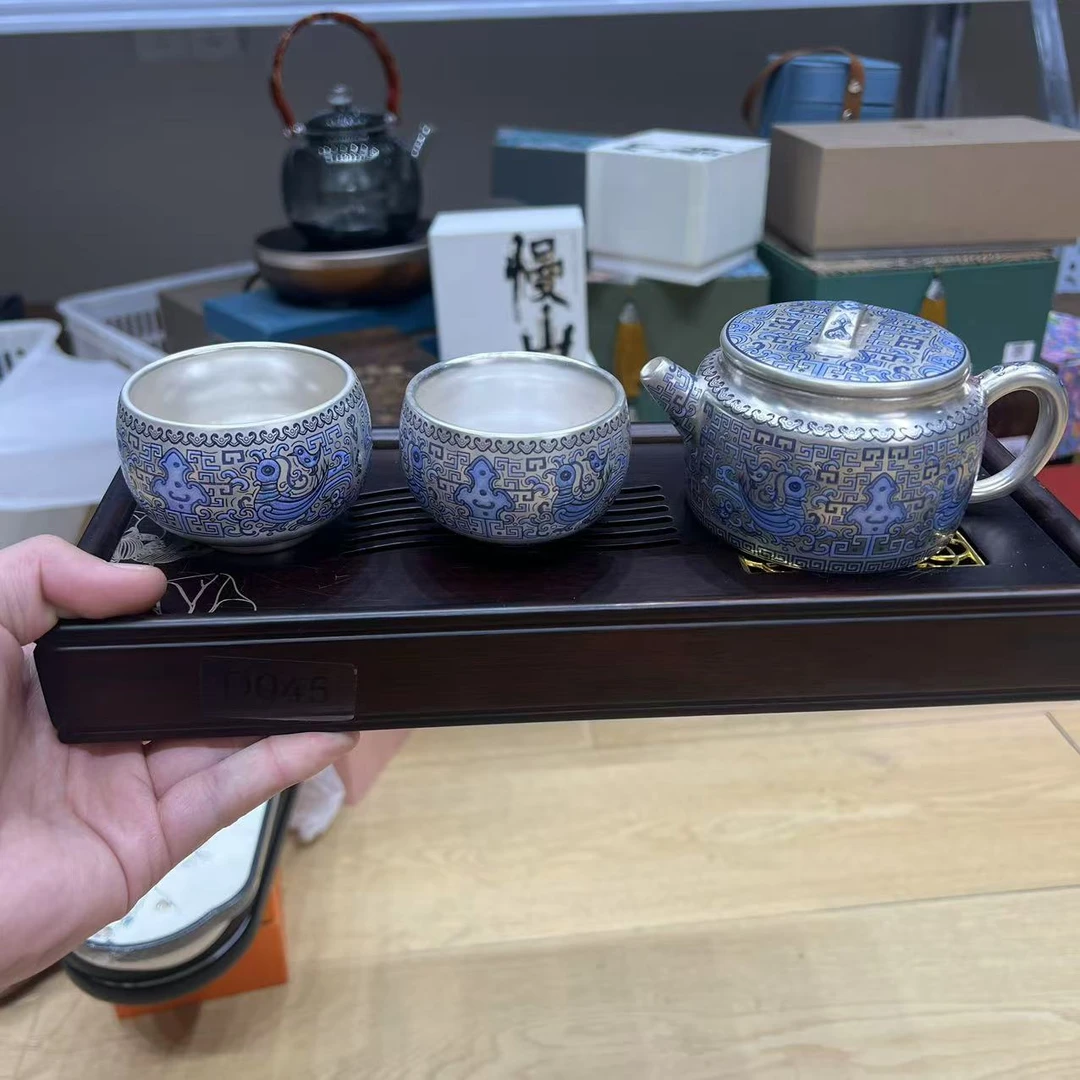 【闪购商品】天命玄鸟鎏银一壶两杯+茶盘
