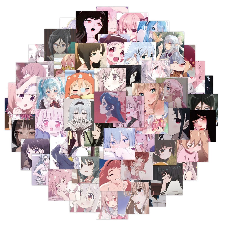 120张二次元动漫可爱女孩头像表情包贴纸卡哇伊少女笔记本小贴纸