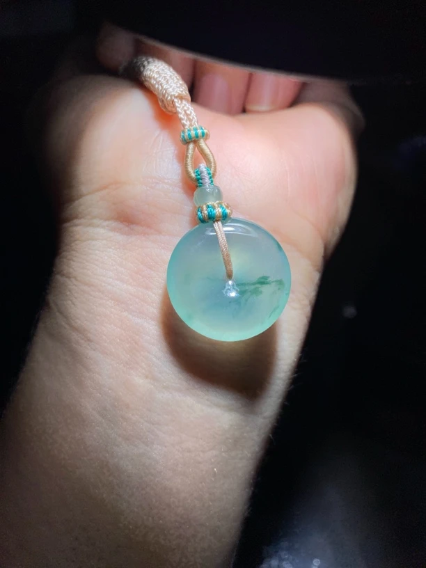缅甸天然A货翡翠 冰飘花平安扣