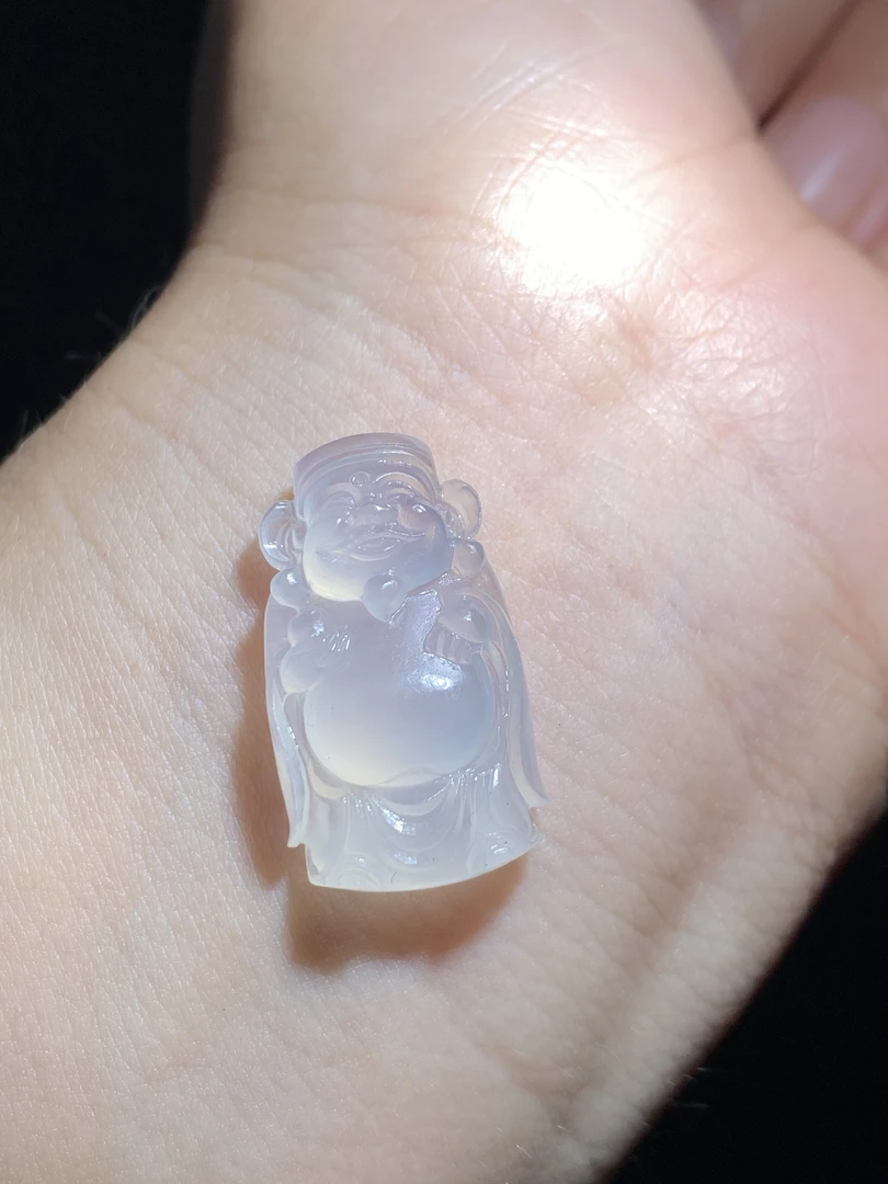 缅甸天然A货翡翠 高冰起光毛货未抛光财神