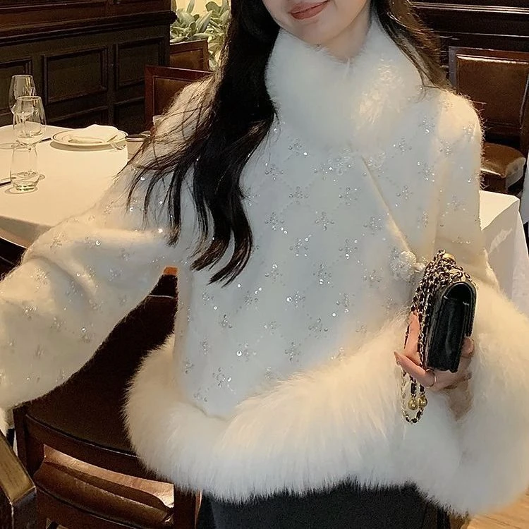 早秋冬外套女新款时髦2024减龄超显瘦气质小香风时尚亮片短款夹棉