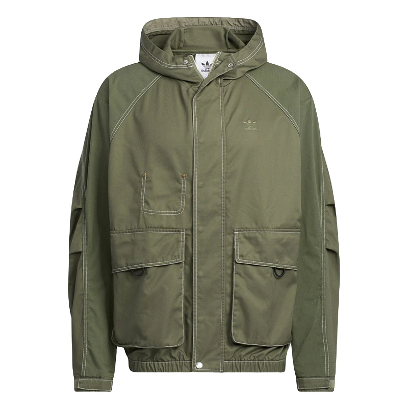 Adidas/阿迪达斯夏三叶草男子连帽运动夹克 HM8017风衣户外休闲