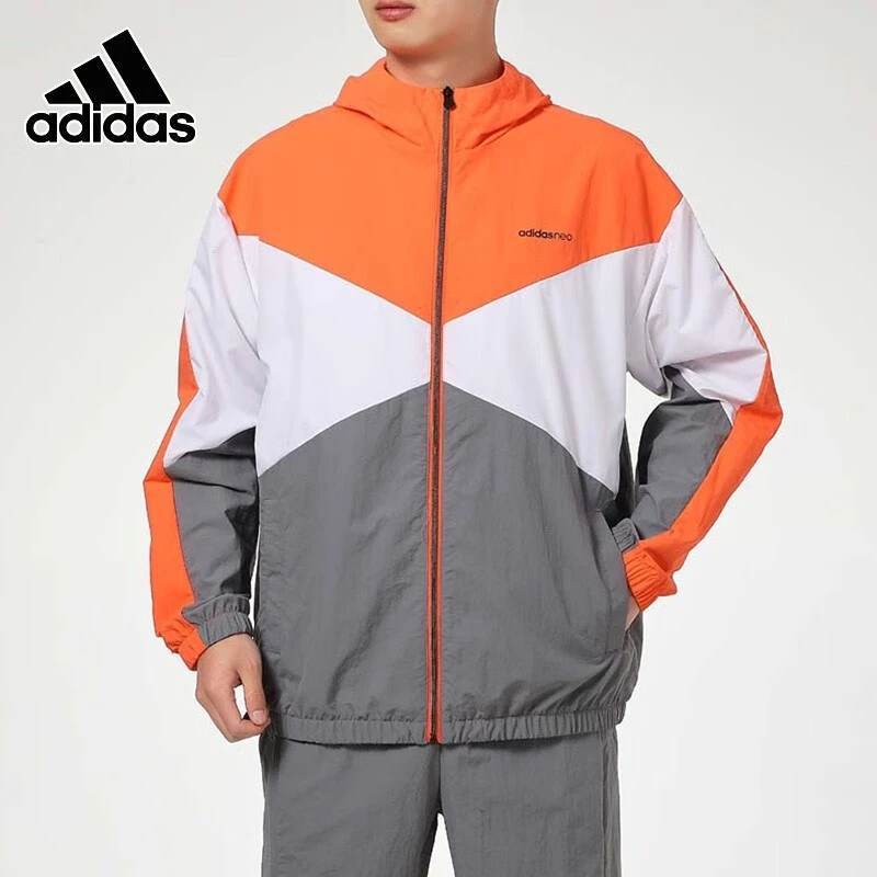 阿迪达斯男装NEO上衣运动服薄款连帽风衣夹克外套休闲舒适GP5701