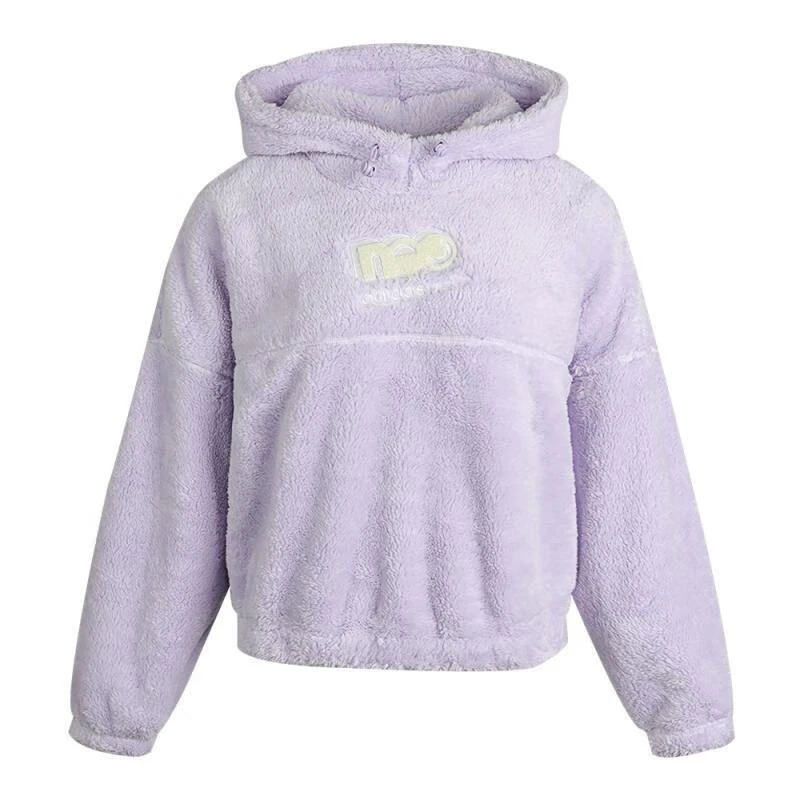 阿迪达斯adidas NEO女装羊羔绒运动休闲连帽卫衣套头衫GU0847加绒