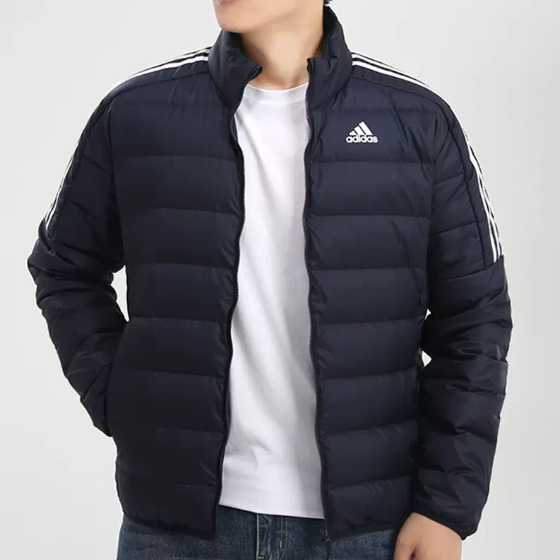 阿迪达斯男装春季保暖防风运动羽绒服立领休闲外套GH4594男士短款
