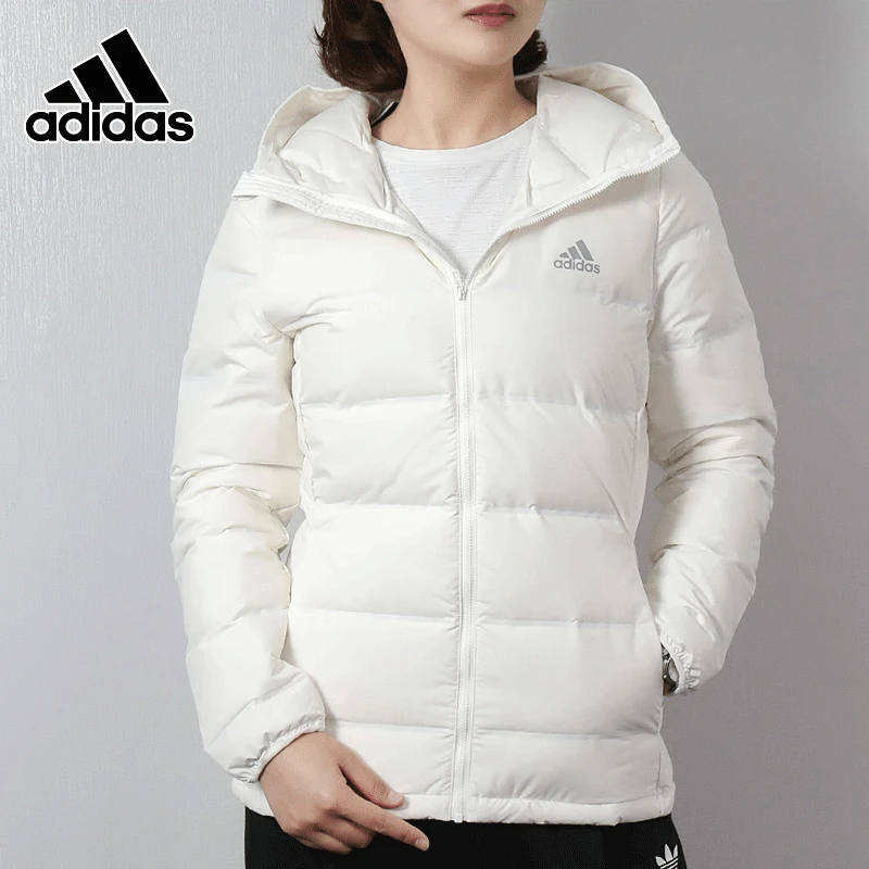 阿迪达斯羽绒服女外套冬季白色连帽运动面包服加厚保暖夹克BQ1927