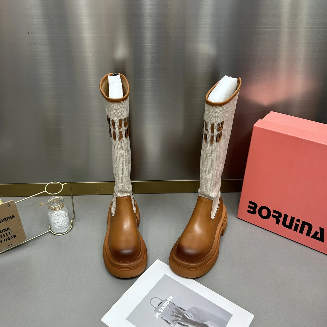 2024巴家走秀款时尚马丁靴暴库管靴夏季款瘦瘦靴女时尚长靴极简风
